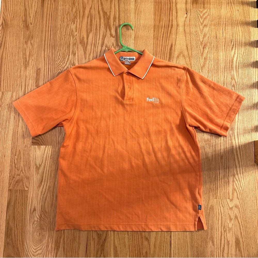 Vintage FedEx Express Collar Shirt - Golf Polo Shirt L Orange Rare